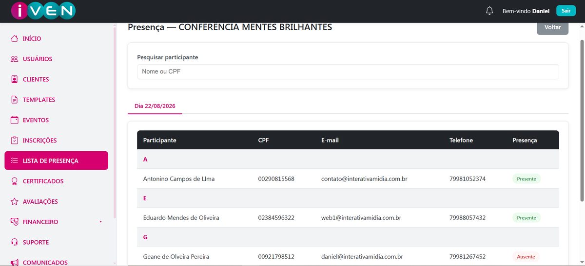 Lista de presença com QR Code do IVEN